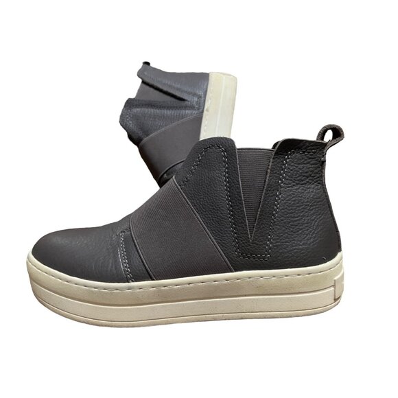 J Slides NYC Ankle Sneakers Gray Leather Sz 7 M Womens Flat - Picture 10 of 15